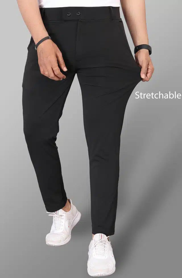 Lycra Blend Trouser for Men (Black, 28)