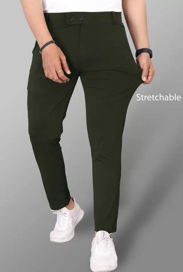 Lycra Blend Trouser for Men (Bottle Green, 28)